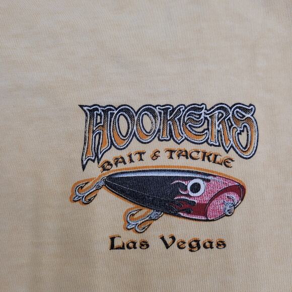 Vintage Fishing Shirt Womens Large 22x27 Yellow Hookers - Picture 4 of 16